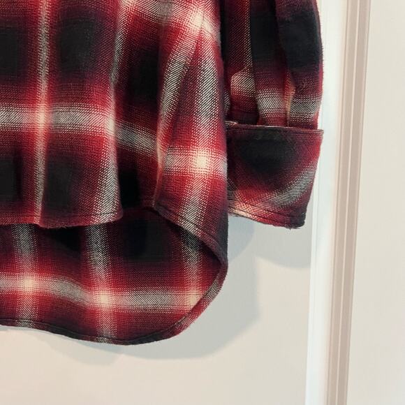 Cloth and Stone Women's Cotton Button Down Flannel Black Red Size M - Picture 5 of 8